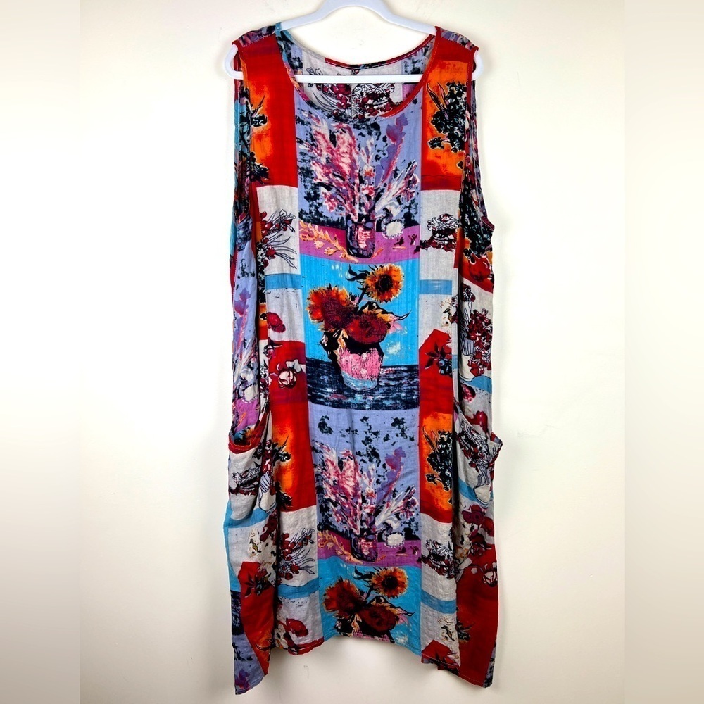 Artsy Boho Sleeveless Midi Dress | L